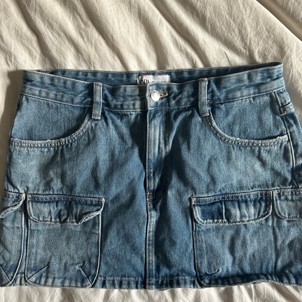 Denim Mini Skirt with Pockets